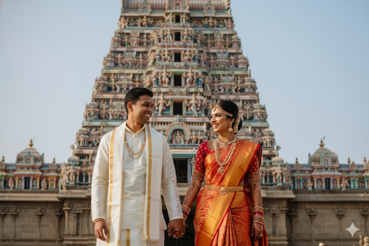 South Indian wedding couple